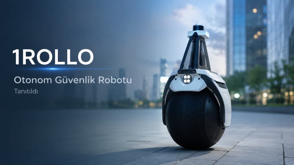 Tek tekerlek üzerinde devriye yapan 1ROLLO otonom güvenlik robotu