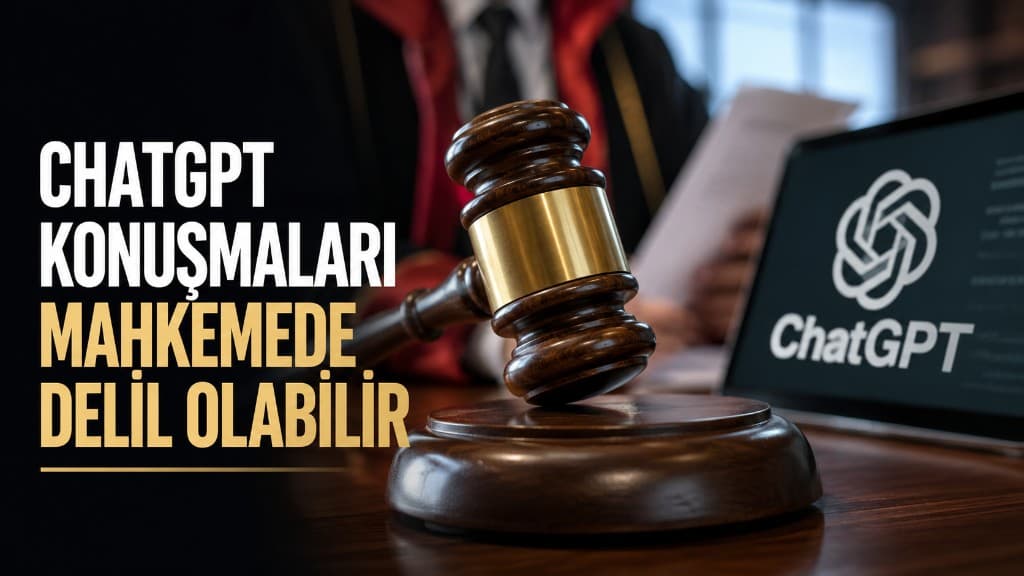 ChatGPT konuşmalarının dijital delil ve mahkeme sürecine girebilmesini temsil eden yapay zekâ gizlilik görseli
