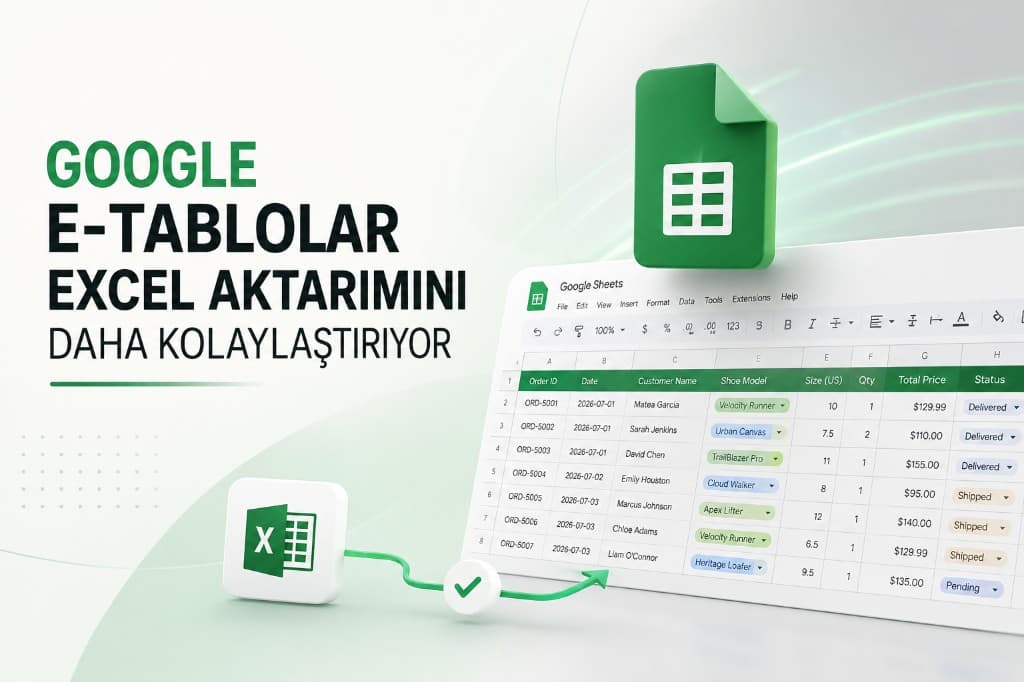 Microsoft Excel dosyasındaki tablo ve pivot tablonun Google E-Tablolar’a aktarılması