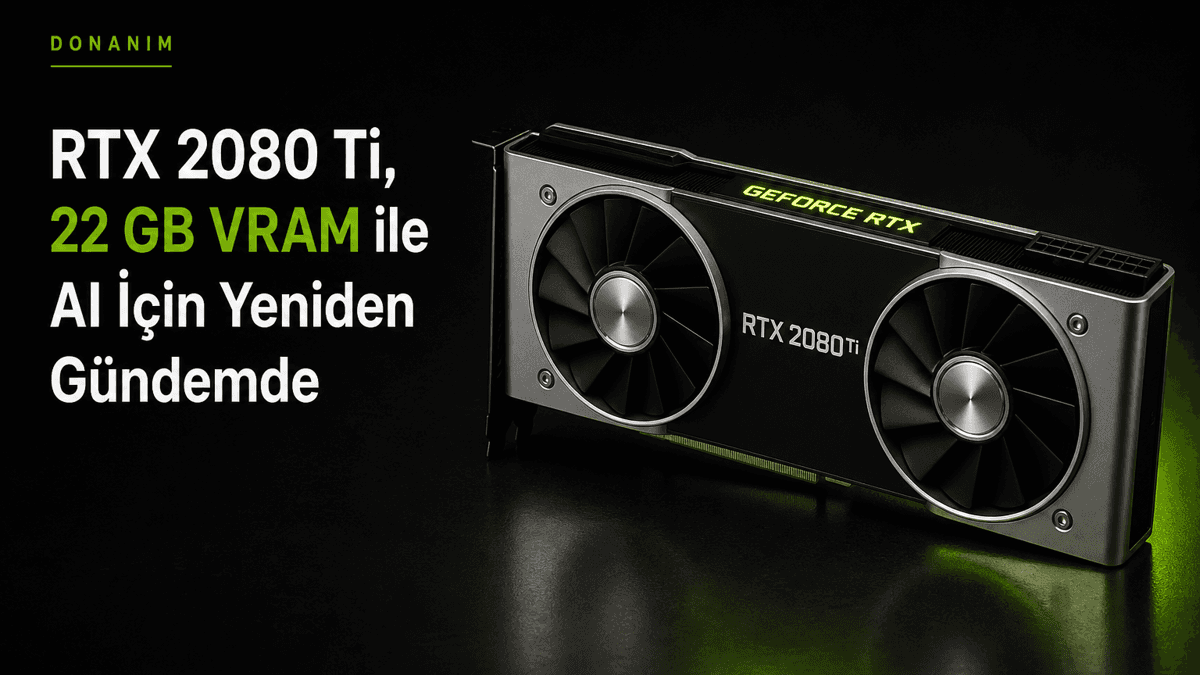 11 GB belleği 22 GB GDDR6 kapasiteye yükseltilmiş NVIDIA GeForce RTX 2080 Ti ekran kartı