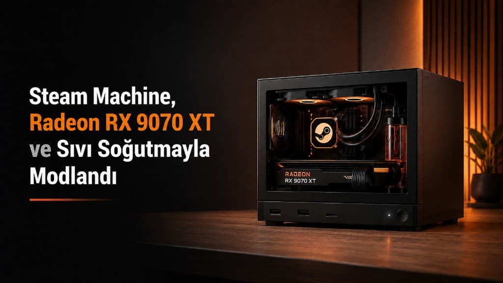 Radeon RX 9070 XT eGPU ve özel sıvı soğutma sistemi eklenen Valve Steam Machine