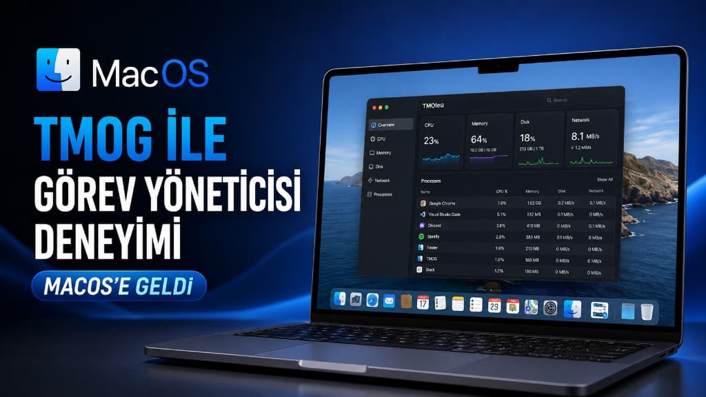 macOS üzerinde çalışan TMOG sistem izleme ve görev yöneticisi uygulaması