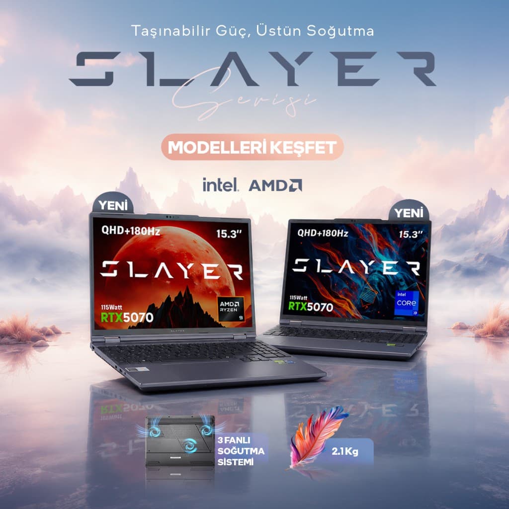 Game Garaj SLAYER notebook serisi tanıtım görseli — taşınabilir güç ve üstün soğutma