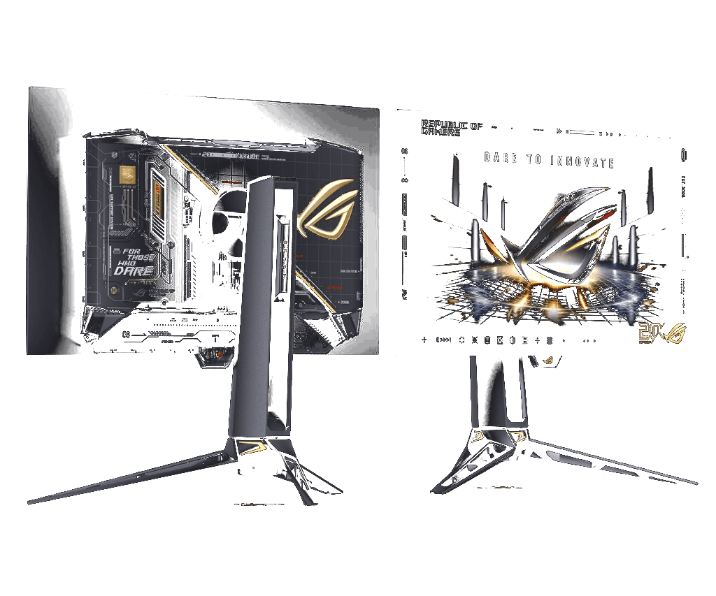 ASUS ROG Swift OLED Edition 20 monitör — ön ve arka görünüm