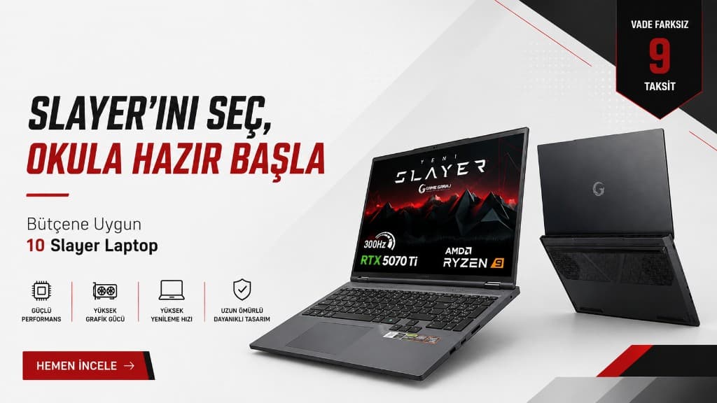Game Garaj Slayer gaming laptop modellerinin RTX 5050’den RTX 5090’a uzanan karşılaştırması